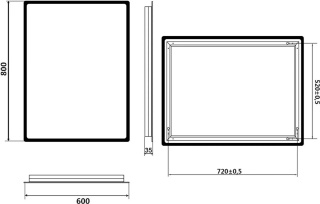 SONNI lustro łazienkowe z oświetleniem LED energooszczędne 80 x 60cm