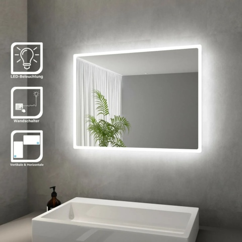 SONNI lustro łazienkowe z oświetleniem LED energooszczędne 80 x 60cm