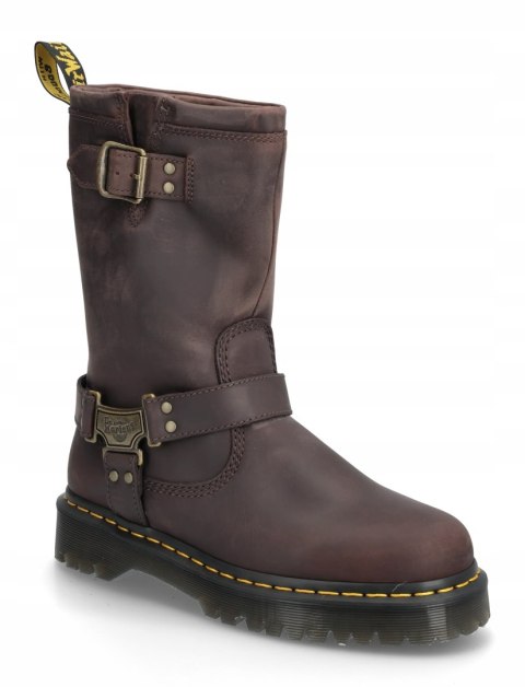 Dr. Martens - Anistone - Ciemnobrązowe botki z ozdobnymi paskami r.37
