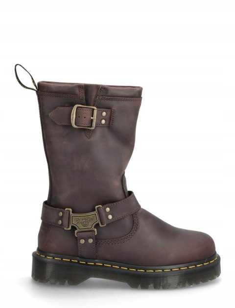 Dr. Martens - Anistone - Ciemnobrązowe botki z ozdobnymi paskami r.37