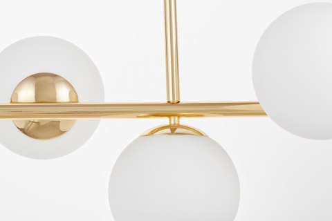LAMPA WISZĄCA SUFITOWA NOWOCZESNA ZŁOTA BIAŁE KULE FREDICA W7 LUMINA DECO
