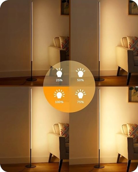 Lampa podłogowa Nowoczesna zintegrowane źródło LED 19 W szary 2 SZTUKI