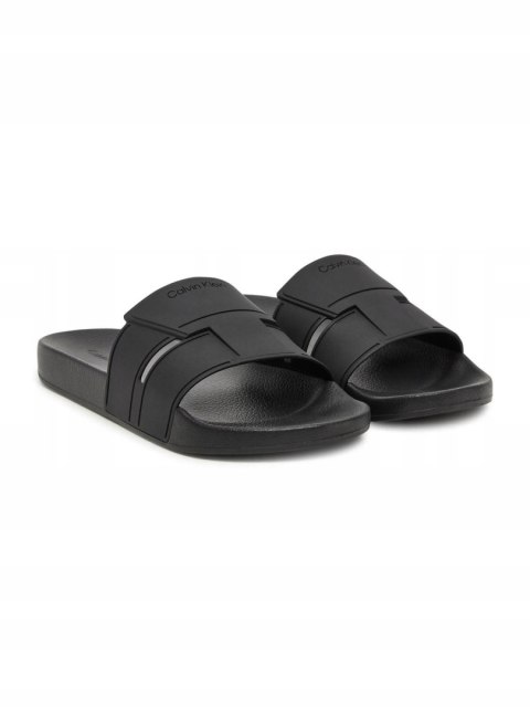 Męskie Klapki Santorini Pool Slide Double Calvin Klein Czarny 43 HM0HM01752