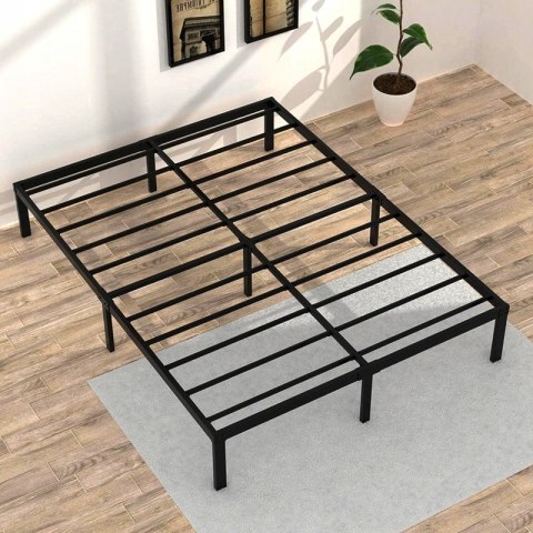 Metalowe łóżko podwójne 160x200 cm - czarna rama o wysokiej wytrzymałości