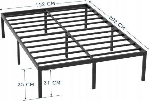 Metalowe łóżko podwójne 160x200 cm - czarna rama o wysokiej wytrzymałości