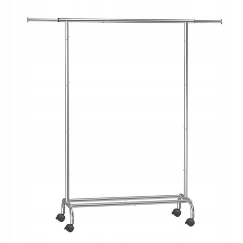 Mobilny wieszak stojak na ubrania z dolną półką na buty 156 cm loft srebrny
