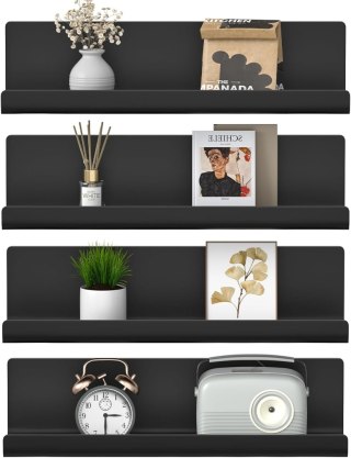 SONGMICS Metalowe półki ścienne 4 szt półki pływające LFS12BK METAL black