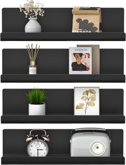 SONGMICS Metalowe półki ścienne 4 szt półki pływające LFS12BK METAL black