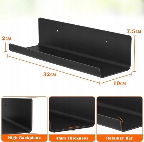SONGMICS Metalowe półki ścienne 4 szt półki pływające LFS12BK METAL black