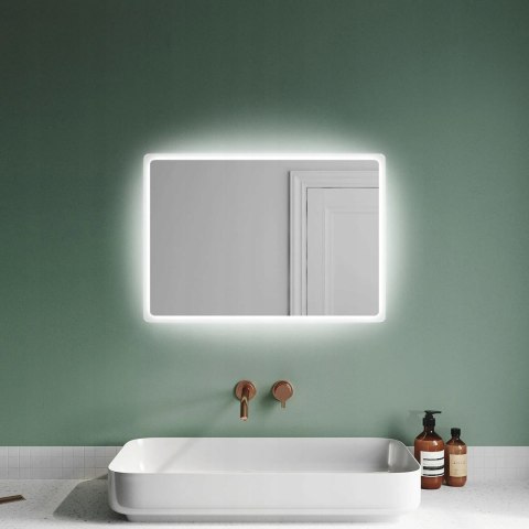 SONNI lustro łazienkowe 80 x 60 cm z energooszczędnym oświetleniem LED