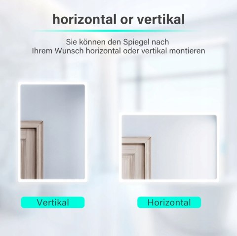 SONNI lustro łazienkowe 80 x 60 cm z energooszczędnym oświetleniem LED