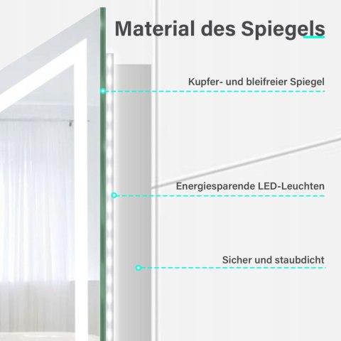 SONNI lustro łazienkowe 80 x 60 cm z energooszczędnym oświetleniem LED