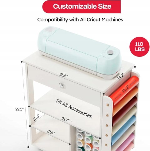 Stół Organizer z Uchwytem na Rolki craft mobilna szafka