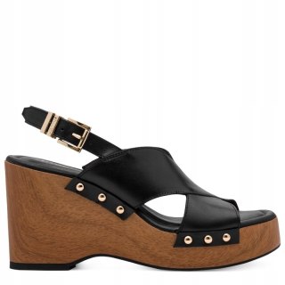 Tamaris Sandały Damskie Na Koturnie Czarne 1-28374-46001BLK r.40