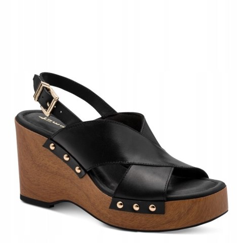 Tamaris Sandały Damskie Na Koturnie Czarne 1-28374-46001BLK r.40