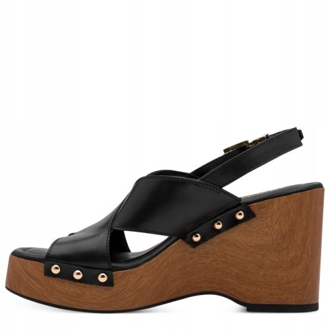 Tamaris Sandały Damskie Na Koturnie Czarne 1-28374-46001BLK r.40