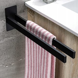 Uchwyt na ręczniki ze stali nierdzewnej bez wiercenia czarny mat 40 cm