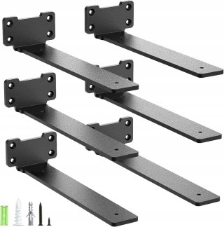 WSPORNIK PÓŁKI 25cm czarny metalowy loft uchwyt zestaw 6 sztuki udźwig 80kg