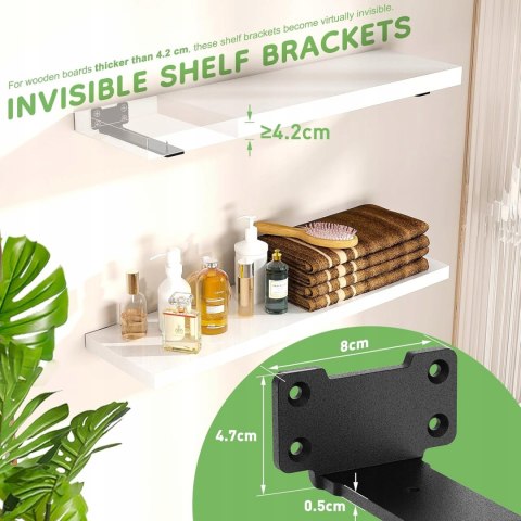 WSPORNIK PÓŁKI 25cm czarny metalowy loft uchwyt zestaw 6 sztuki udźwig 80kg
