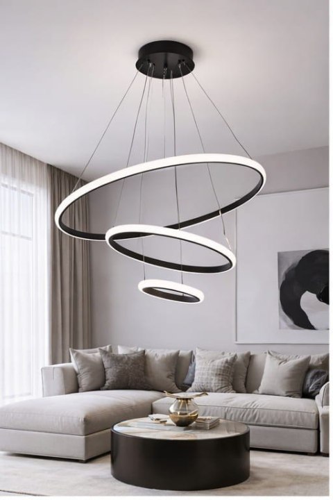 BRIMETI Lampa Wisząca Czarna LED 45W Regulowana Z Pilotem Do Jadalni
