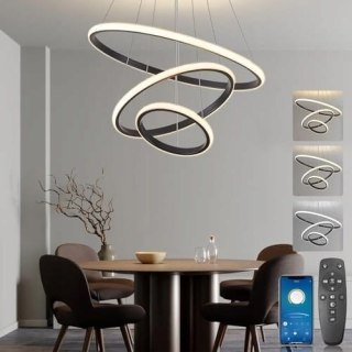 BRIMETI Lampa Wisząca Czarna LED 45W Regulowana Z Pilotem Do Jadalni