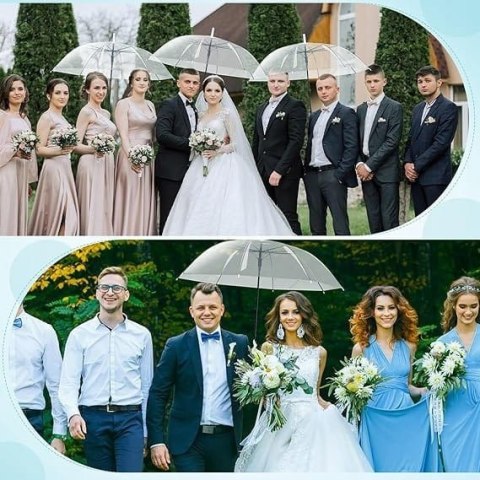 Hestya 16-częściowy parasol ślubny przezroczysty 102 cm