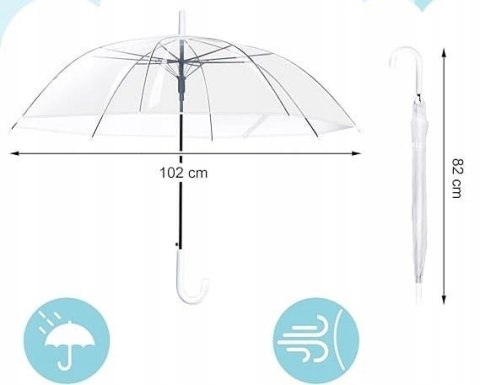 Hestya 16-częściowy parasol ślubny przezroczysty 102 cm
