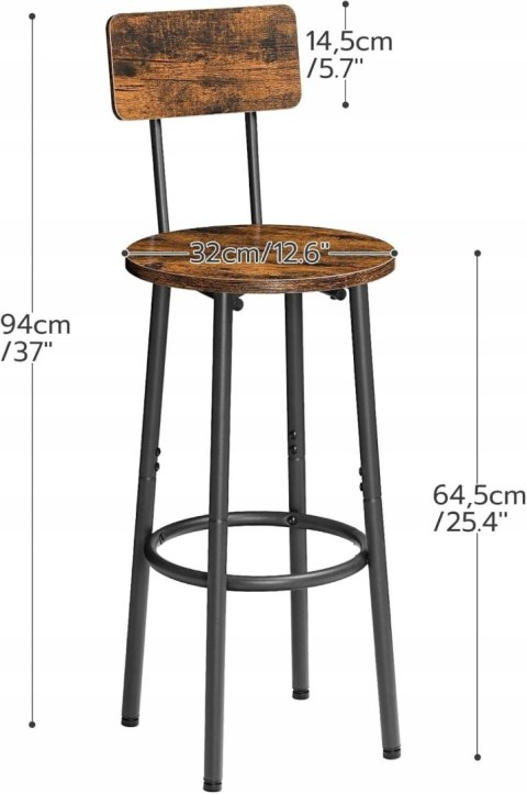 Hoker Mufart zestaw 2 stołków barowych Retro 98cm wysokości