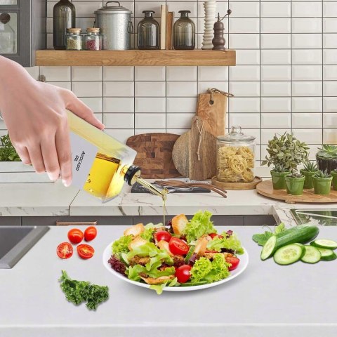 KOMPLET 2 BUTELEK SZKLANYCH 500ML DOZOWNIK ZŁOTY NA OLEJ I OCET LEJEK