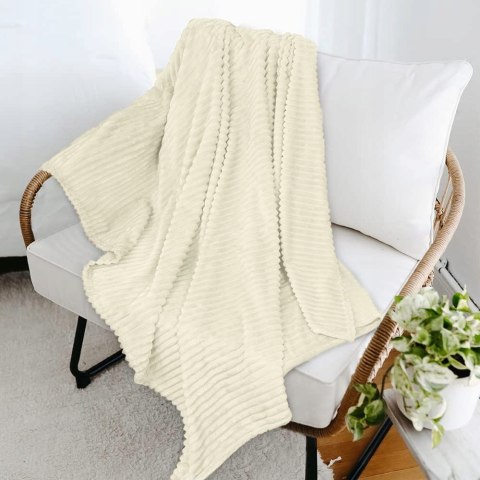Koc Cotton Market polar 220 cm x 240 cm kremowy