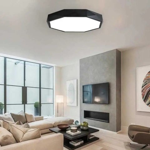 Lampa Sufitowa Plafon Diamond Glamour Czarny Tkaninowa 40 cm z pilotem