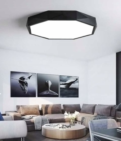 Lampa Sufitowa Plafon Diamond Glamour Czarny Tkaninowa 40 cm z pilotem