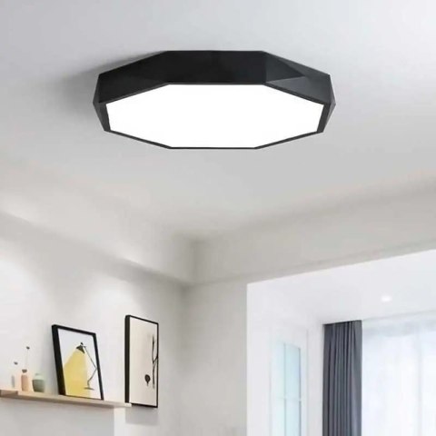 Lampa Sufitowa Plafon Diamond Glamour Czarny Tkaninowa 40 cm z pilotem