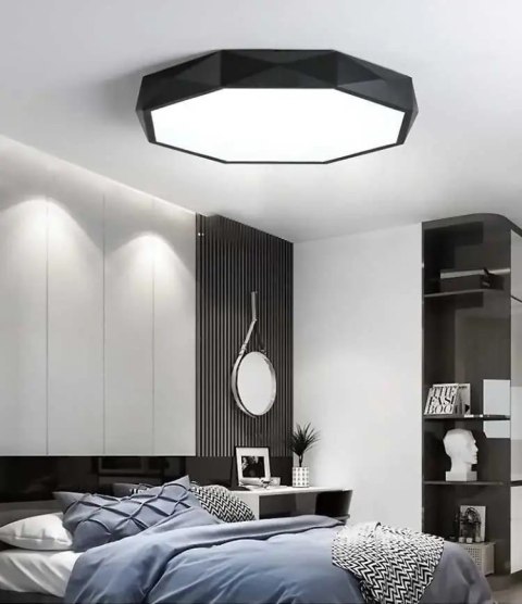 Lampa Sufitowa Plafon Diamond Glamour Czarny Tkaninowa 40 cm z pilotem