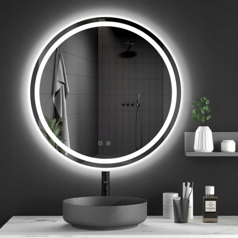 Lustro łazienkowe okrągłe LED 60 cm Rea Bas podświetlane dotykowe antypara