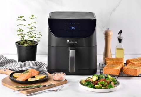 MASTERPRO Nowoczesna stylowa frytkownica cyfrowa air fryer czarna 6L