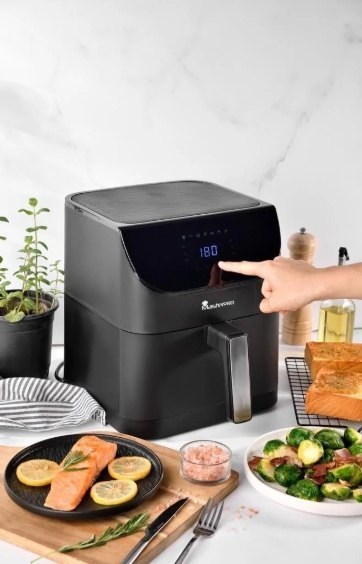 MASTERPRO Nowoczesna stylowa frytkownica cyfrowa air fryer czarna 6L