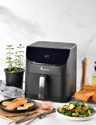 MASTERPRO Nowoczesna stylowa frytkownica cyfrowa air fryer czarna 6L