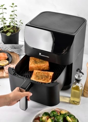 MASTERPRO Nowoczesna stylowa frytkownica cyfrowa air fryer czarna 6L