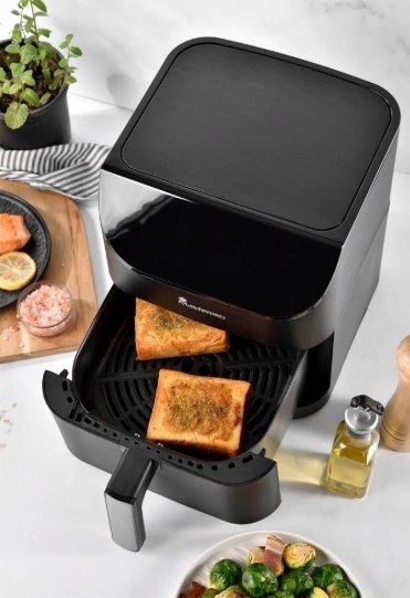 MASTERPRO Nowoczesna stylowa frytkownica cyfrowa air fryer czarna 6L