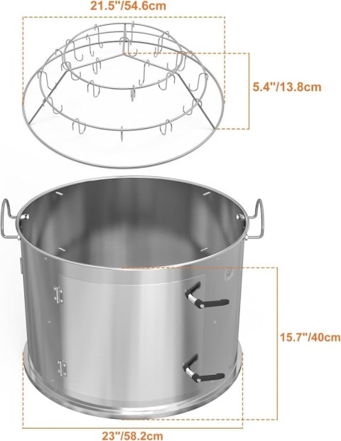 Onlyfire Wędzarnia komora do palenia ze stali nierdzewnej do Weber 57 cm