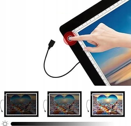 PODKŁADKA ŚWIETLNA LED A3 DO RYSOWANIA, TABLET DO KALKOWANIA 4800 LX STOJAK