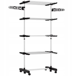 Suszarka pionowa na kółkach Homcom 142x55x172 cm czarno-srebrna