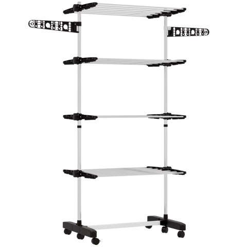 Suszarka pionowa na kółkach Homcom 142x55x172 cm czarno-srebrna