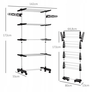 Suszarka pionowa na kółkach Homcom 142x55x172 cm czarno-srebrna