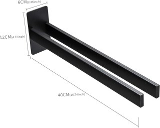 Uchwyt na ręczniki ze stali nierdzewnej bez wiercenia czarny mat 40 cm