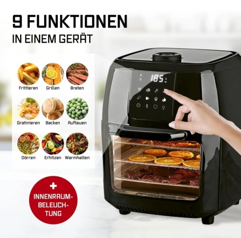 Frytkownica beztłuszczowa GOURMETmaxx XXL 9L 1800W grill rożen