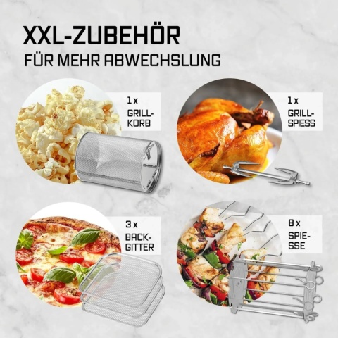 Frytkownica beztłuszczowa GOURMETmaxx XXL 9L 1800W grill rożen