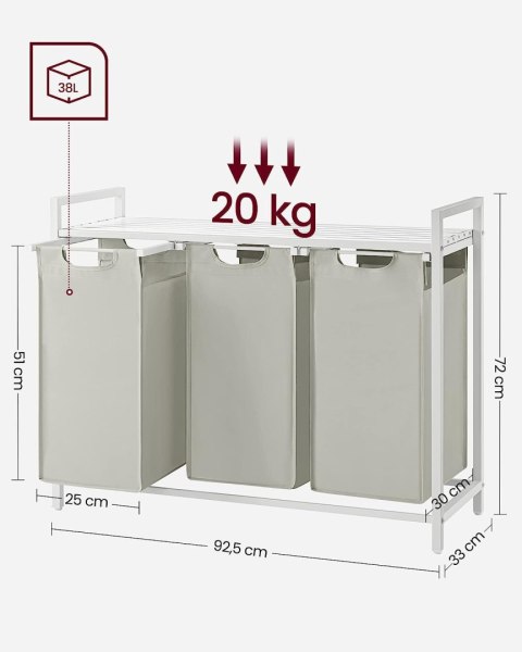 Kosz wolnostojący na pranie Songmisc 114l biały, szary