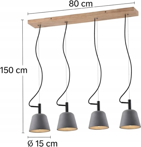 LUCANDE Lampa Wisząca Lucande 4-punktowa jasne drewno E14
